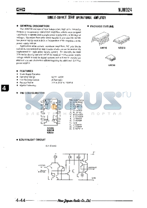 NJM324 datasheet - SINGLE-SUPPLY QUAD OPERATIONAL AMPLIFIER