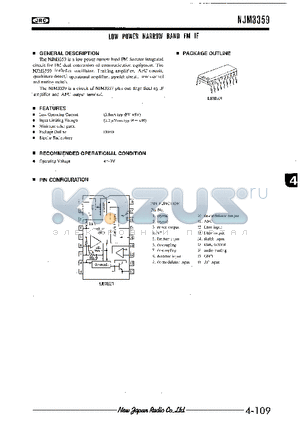 NJM3359 datasheet - LOW POWER NARROW BAND FM IF