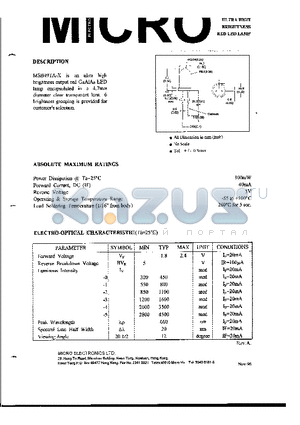 MSB49TA-X datasheet - ULTRA HIGH BRIGHTNESS RED LED LAMP