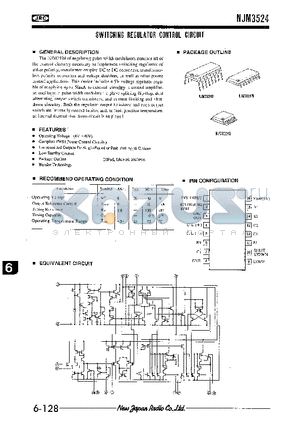 NJM3524 datasheet - SWITCHING REGULATOR CONTROL CIRCUIT