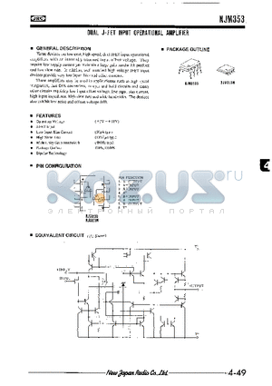 NJM353D datasheet - DUAL J-FET INPUT OPERATIONAL AMPLIFIER