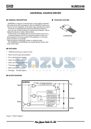 NJM3548 datasheet - UNIVERSAL SOURCE DRIVER