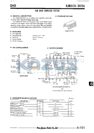 NJM3470A datasheet - FDD READ AMPLIFIER SYSTEM