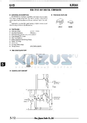 NJM360 datasheet - HIGH SPEED DIFFRENTIAL COMPARATOR