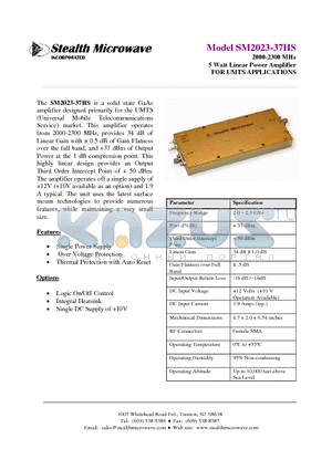 SM2023-37HS datasheet - 2000-2300 MHz 5 Watt Linear Power Amplifier