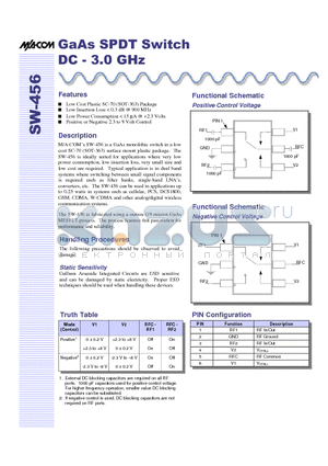 SW-456PIN datasheet - GaAs SPDT Switch DC - 3.0 GHz