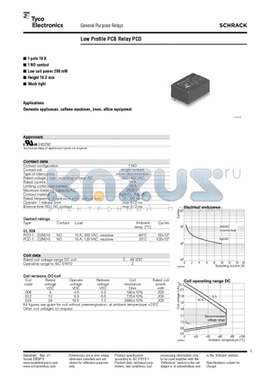 PCD-112-D2M datasheet - Low Profile PCB Relay PCD