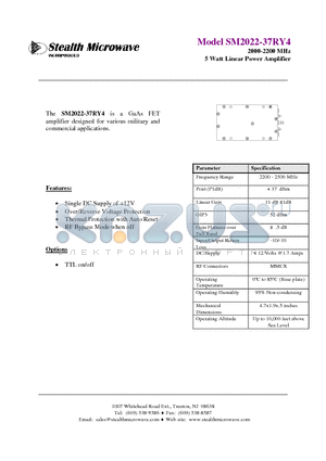 SM2022-37RY4 datasheet - 2000-2200 MHz 5 Watt Linear Power Amplifier
