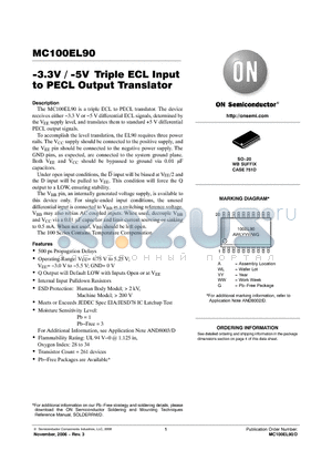 MC100EL90 datasheet - −3.3V / −5V Triple ECL Input to PECL Output Translator