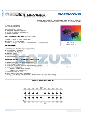 SM20M05-18-T13 datasheet - STANDARD CAPACITANCE TVS ARRAY