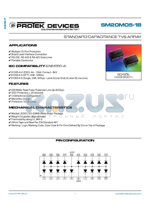 SM20M05-18 datasheet - STANDARD CAPACITANCE TVS ARRAY