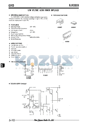 NJM386B datasheet - LOW VOLTAGE AUDIO POWER AMPLIFIER