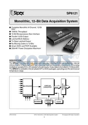 SP8121JS datasheet - Monolithic, 12-Bit Data Acquisition System