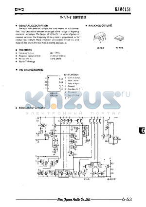 NJM4151 datasheet - V-F/F-V CONVERTOR