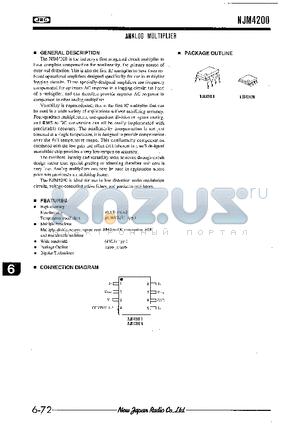 NJM4200 datasheet - ANALOG MULTIPLIER