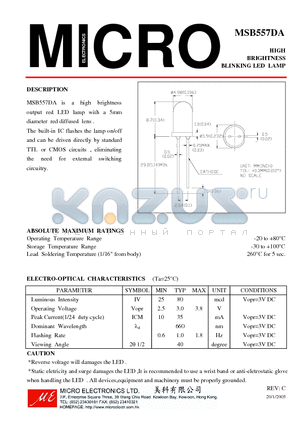 MSB557DA datasheet - BLINKING LED LAMP