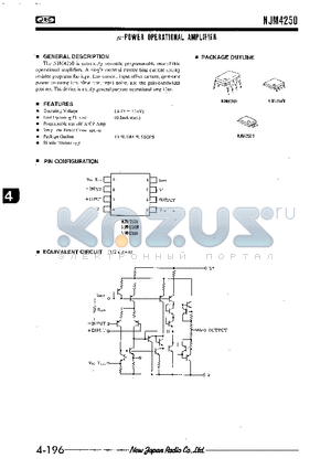 NJM4250V datasheet - M-POWER OPERATIONAL AMPLIFIER