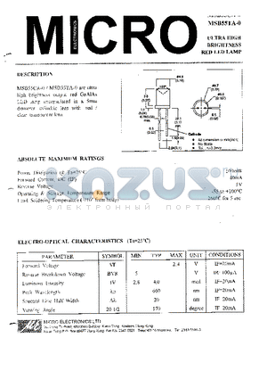 MSB55CA-0 datasheet - ULTRA HIGH BRIGHTNESS RED LED LAMP