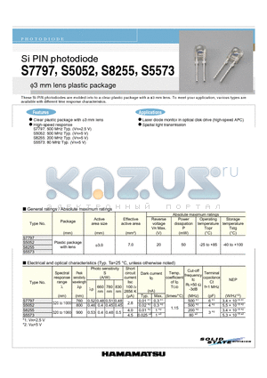 S8255 datasheet - Si PIN photodiode