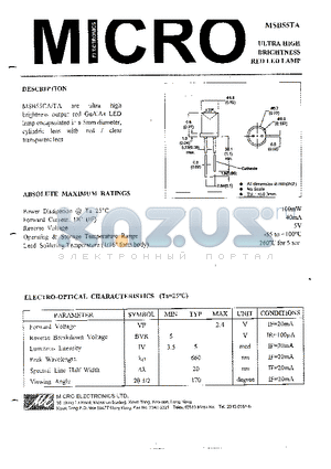 MSB55TA datasheet - ULTRA HIGH BRIGHTNESS RED LED LAMP