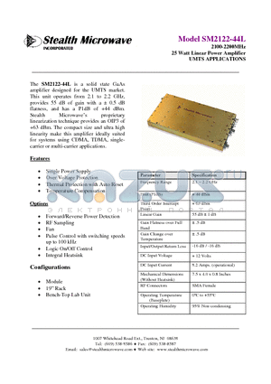 SM2122-44L datasheet - 2100-2200MHz 25 Watt Linear Power Amplifier