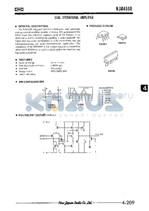 NJM4560L datasheet - DUAL OPERATIONAL AMPLIFIER