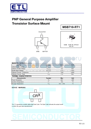 MSB710 datasheet - PNP General Purpose Amplifier Transistor Surface Mount