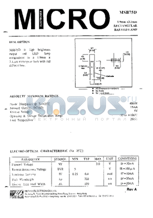 MSB75D datasheet - 1.9mm x 3.1mm RECTANGULAR BAR LED LAMP