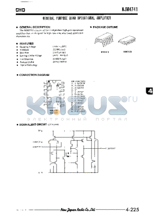 NJM4741M datasheet - GENERAL PURPOSE QUAD OPERATIONAL AMPLIFIER