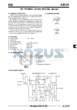 NJM5534D datasheet - HIGH PERFORMANCE LOW-NOISE OPERATIONAL AMPLIFIER