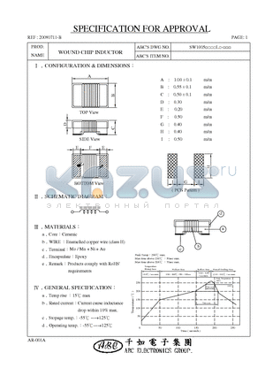 SW100519NJL datasheet - WOUND CHIP INDUCTOR