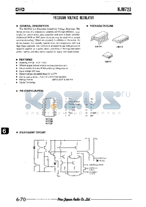 NJM723M datasheet - PRECISION VOLTAGE REGULATOR