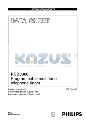 PCD3360P datasheet - Programmable multi-tone telephone ringer