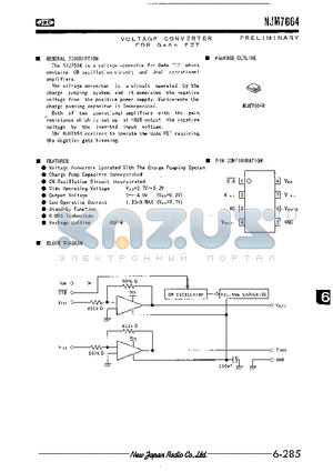 NJM7664R datasheet - VOLTAGE CONVERTER FOR GaAs FET