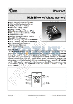 SP828 datasheet - High Efficiency Voltage Inverters