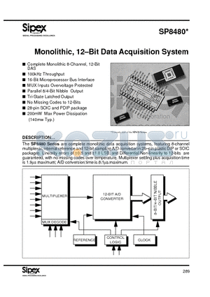 SP8480 datasheet - Monolithic, 12-Bit Data Acquisition System