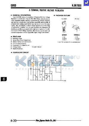 NJM7800 datasheet - 3 TERMINAL POSITIVE VOLTAGE REGULATOR