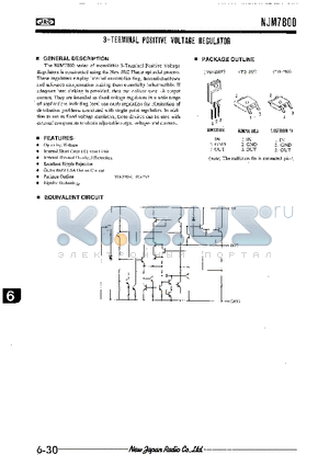 NJM7800DLA datasheet - 3-TERMINAL POSITIVE VOLTAGE REGULATOR