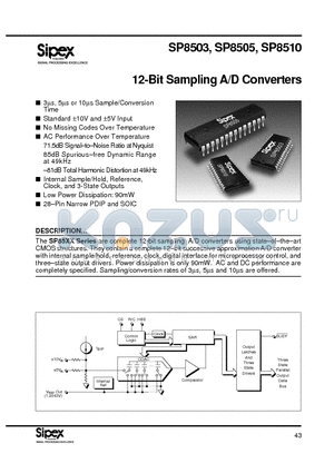 SP8505 datasheet - 12-Bit Sampling A/D Converters