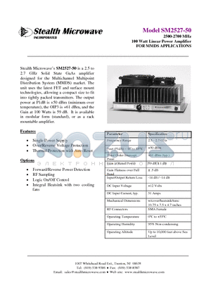 SM2527-50 datasheet - 2500-2700 MHz 100 Watt Linear Power Amplifier