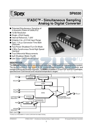 SP8530AS datasheet - S2ADC - Simultaneous Sampling Analog to Digital Converter