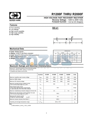 R1200F datasheet - HIGH VOLTAGE FAST RECOVERY RECTIFIER