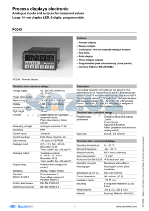 PCD45.232PX01 datasheet - Process displays electronic