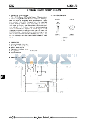 NJM79L00 datasheet - 3-TERMINAL NEGAYIVE VOLTAGE REGULATOR