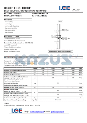 R1200F datasheet - HIGH VOLTAGE FAST RECOVERY RECTIFIER