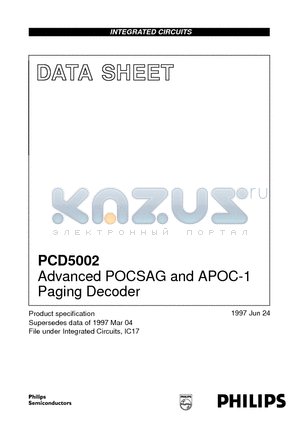 PCD5002H datasheet - Advanced POCSAG and APOC-1 Paging Decoder