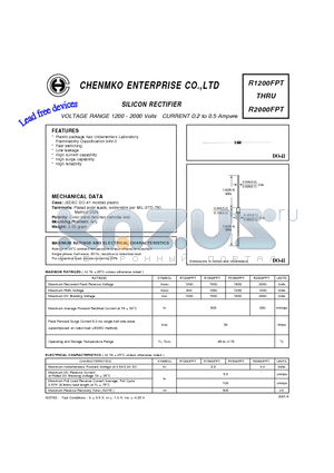 R1200FPT datasheet - SILICON RECTIFIER