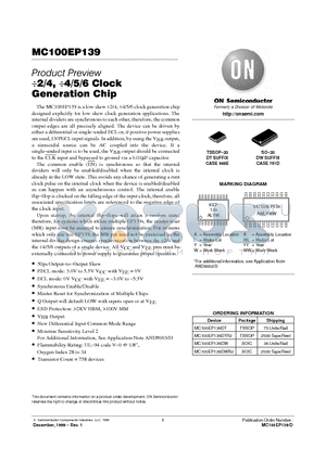 MC100EP139 datasheet - 2/4, 4./5/6 Clock Generation Chip
