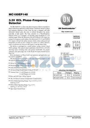 MC100EP140 datasheet - 3.3VECL Phase-Frequency Detector