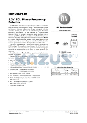 MC100EP140DR2 datasheet - 3.3VECL Phase-Frequency Detector